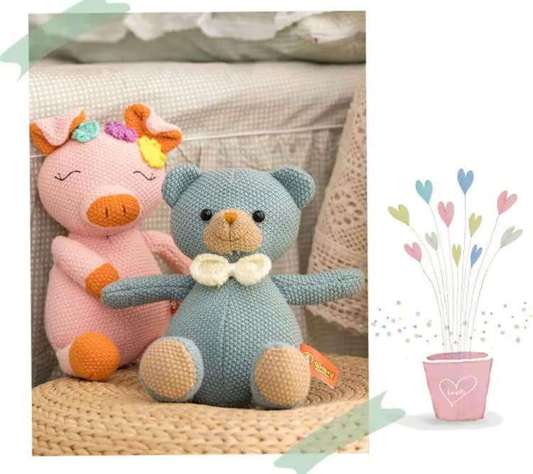 Crochet Animal Toy Plush Knit Handmade stuffet Multicolor Animal Doll para bebés niños (excelente calidad) (oso azul)