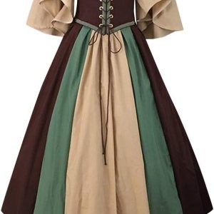 JEGULV Vestido de corsé para mujer, vestido medieval renacentista, elfo de hada, disfraz tradicional irlandés vikingo, vestido de Halloween o cosplay JEGULV Vestido de corsé para mujer, vestido medieval renacentista, elfo de hada, disfraz tradicional irlandés vikingo, vestido de Halloween o cosplay