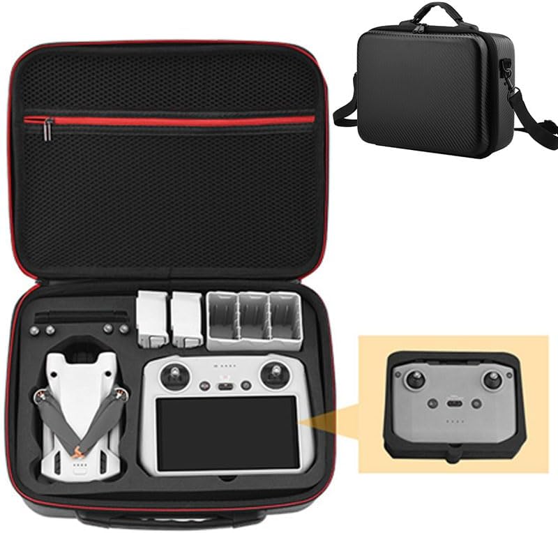Mini 3Mini 3 Pro Funda de transporte, bolsa de hombro portátil de piel sintética para DJI RCRC-N1 y accesorios, negro