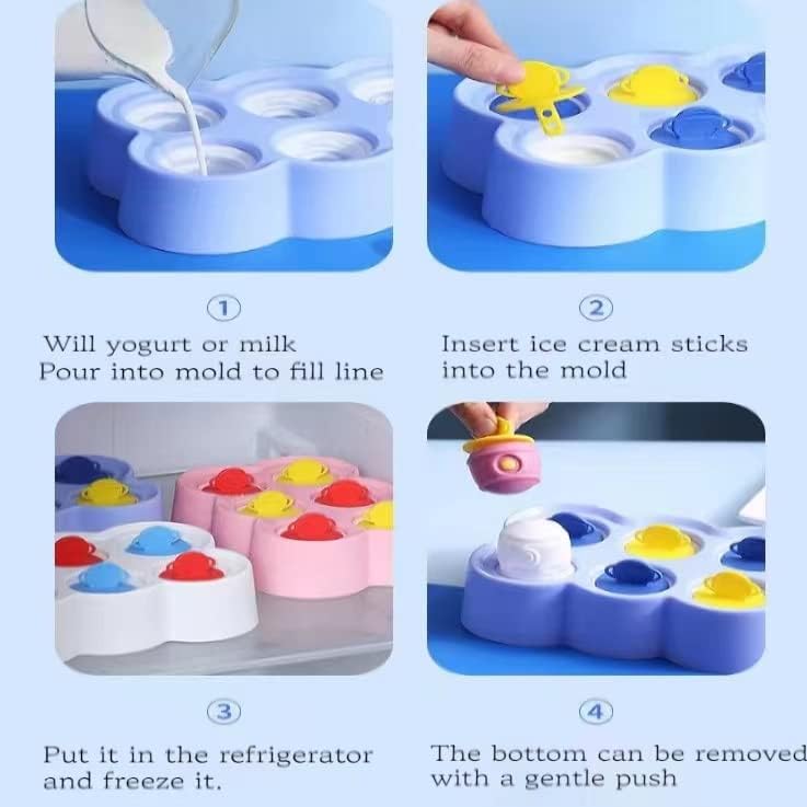 Space Astronauts – Juego de 6 moldes de silicona para hacer paletas de helados, moldes de helado congelados, accesorios de cocina, fácil liberación,
