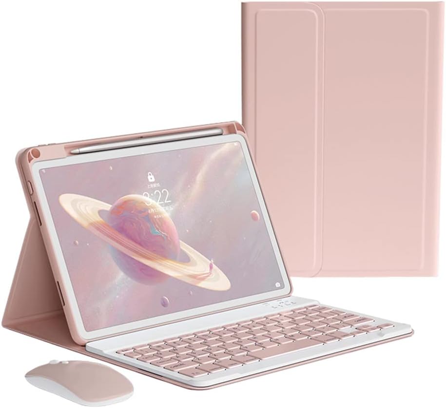 Funda para iPad de 9 8 y 7 generación Air 3 Pro 10.5, teclado inalámbrico a color, magnéticamente desmontable, funda inteligente delgada y ligera