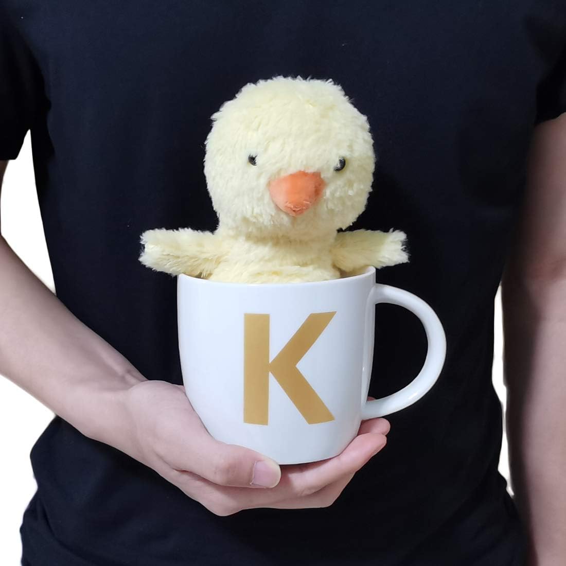 ZaH Taza de café de 16 onzas, taza de cerámica del alfabeto ABC para mujeres, hombres, niños y niñas, decoración del hogar, taza inicial A-Z (A)
