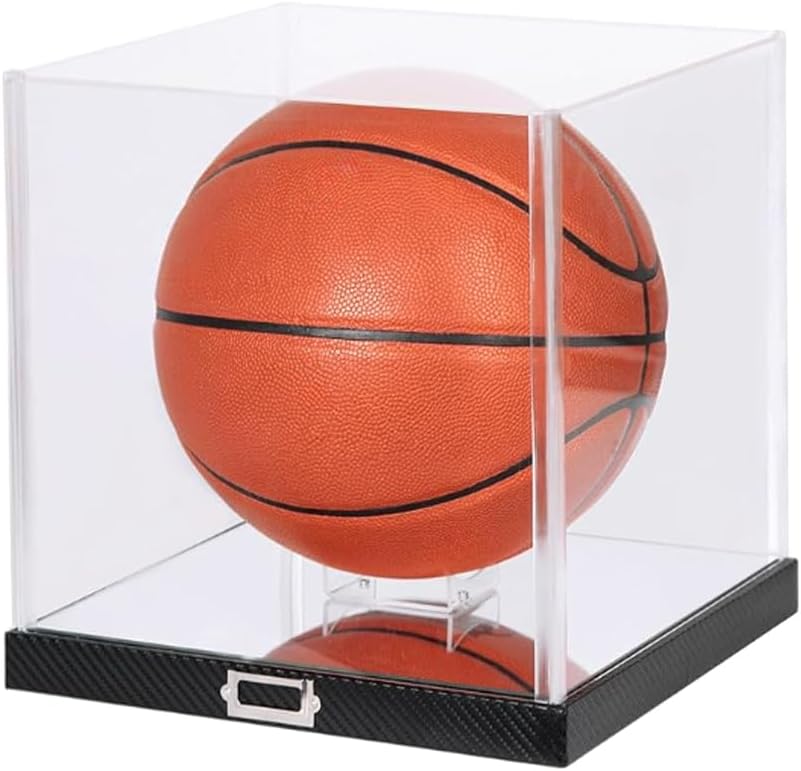 JackCubeDesign MK342A – Vitrina de baloncesto con base de estilo fibra de carbono, soporte para pelotas deportivas de acrílico prémium para