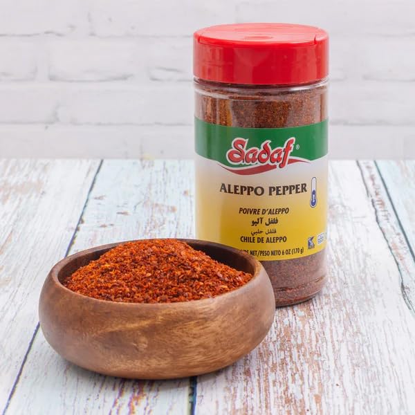 Sadaf Aleppo Pepper – Copos de pimienta de Alepo para cocinar y condimentar alimentos, ideal para cocina de Oriente Medio, especia de Alepo, Kosher,