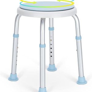 OasisSpace Silla de ducha giratoria de 360 grados, taburete de ducha ajustable sin herramientas y banco de asiento de bañera con puntas de goma OasisSpace Silla de ducha giratoria de 360 grados, taburete de ducha ajustable sin herramientas y banco de asiento de bañera con puntas de goma
