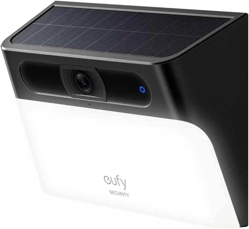 eufy Security Luz solar de pared Cam S120, cámara de seguridad solar, cámara inalámbrica para exteriores, cámara 2K, alimentación eterna, luz