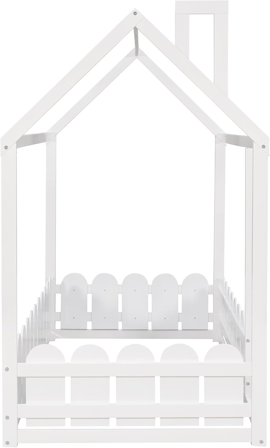 Harper & Bright Designs Marco de cama individual para niños, cama Montessori de madera individual con barandillas en forma de valla, marcos de cama