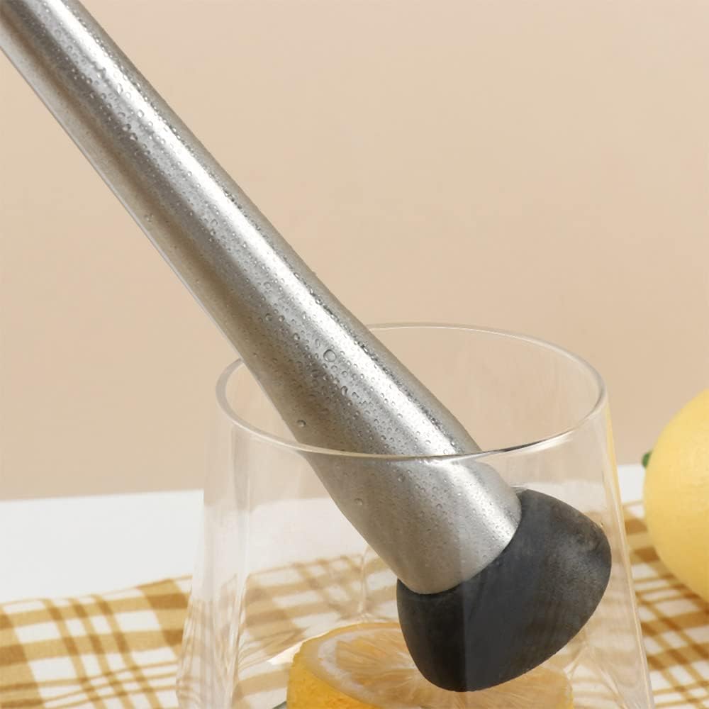 Vctitil Mezclador de cóctel de acero inoxidable y cuchara mezcladora, triturador largo de acero inoxidable para el hogar, herramienta mezcladora de