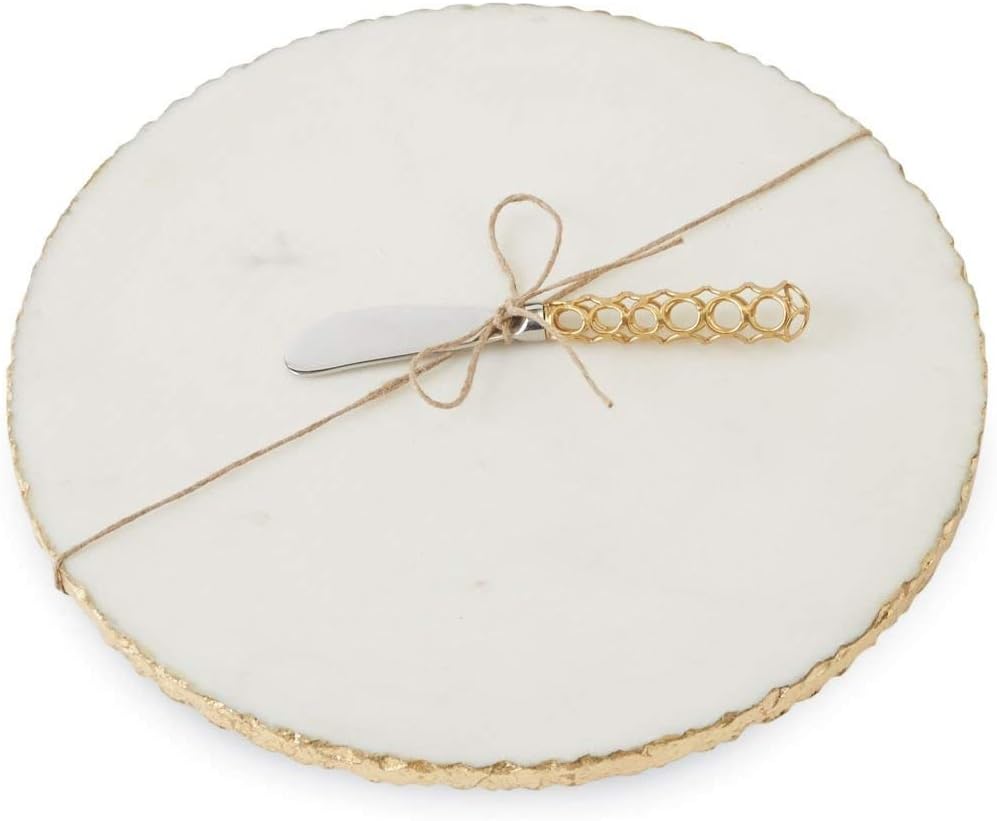 Mud Pie Gold Edge – Juego de tablas de servir con esparcidor, tamaño único, color blanco