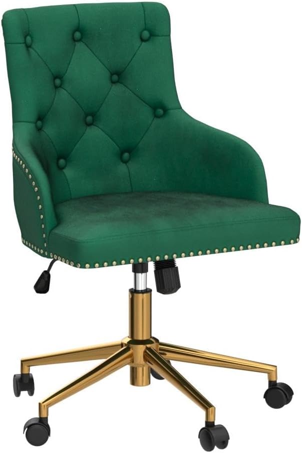 BELLEZE Belden – Silla de escritorio moderna de terciopelo para oficina en casa o dormitorio, asiento tapizado con brazos delgados, altura
