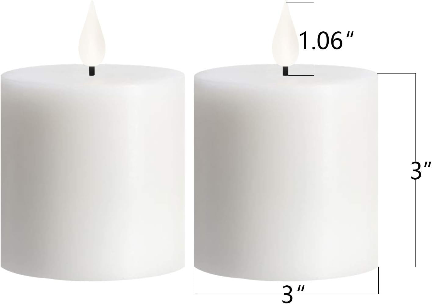 smtyle Juego de 2 velas parpadeantes sin llama blancas que funcionan con pilas para decoración del hogar, jardines votivos de cumpleaños al aire