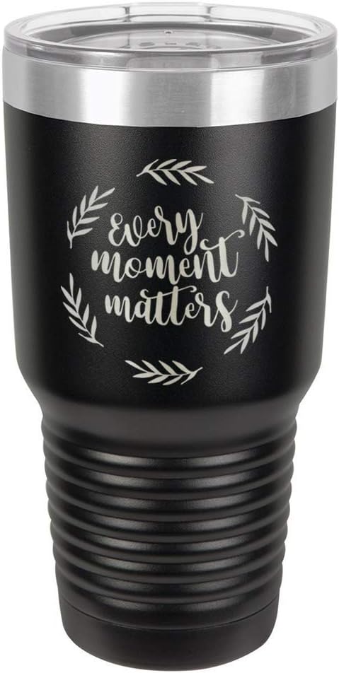 EVERY MOMENT MATTERS – Vaso negro de 30 onzas con popote y tapa superior deslizante  Taza de viaje de acero inoxidable  Comparar con Yeti Rambler