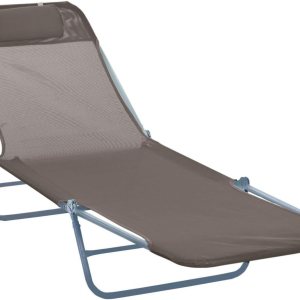 MEZHI Outdoor Folding Reclining Beach Sun Patio Chaise Lounge Chair Pool Lawn Lounger (Brown) MEZHI Outdoor Folding Reclining Beach Sun Patio Chaise Lounge Chair Pool Lawn Lounger (Brown)