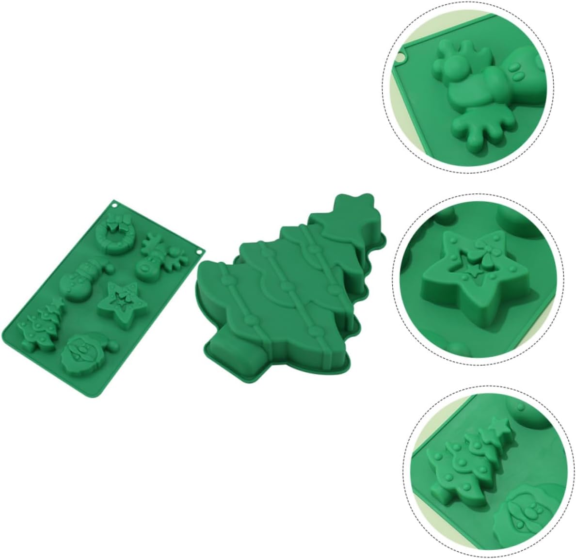 Abaodam 4 moldes de silicona para tartas de Navidad, mini malvaviscos para chocolate caliente, caramelo de Navidad, árbol de Navidad, molde de