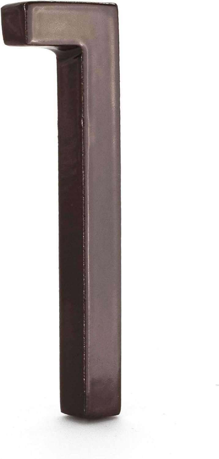 Montague Metal Products MHN-04-F-RB1-1 Números de casa de dirección flotantes modernos de aluminio cepillado sólido, 4 pulgadas, bronce romano