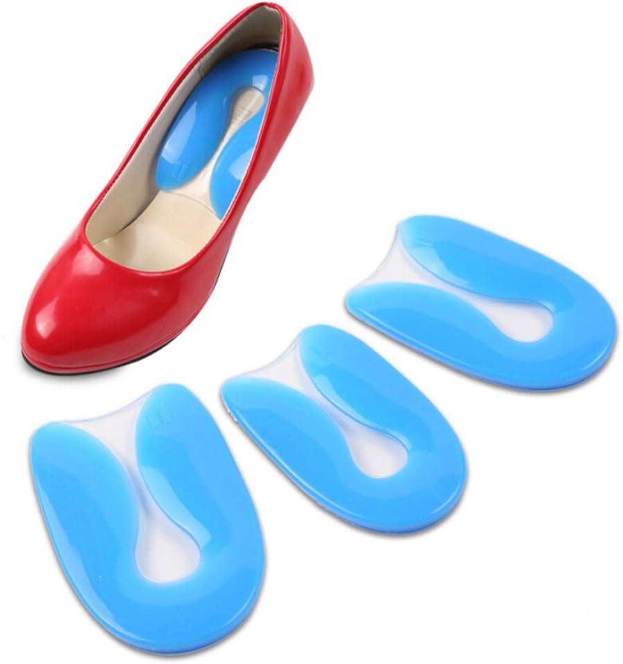Almohadilla de talón en forma de U de gel de silicona para fascitis plantar, corrección de remisión, almohadilla de talón en forma de U S, M