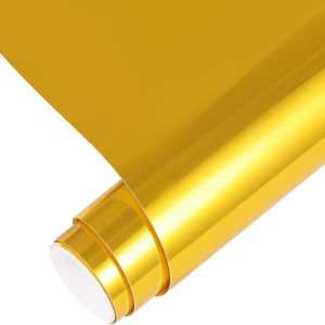 AHIJOY Vinilo de espejo cromado, adhesivo permanente, dorado, de 12 pulgadas x 5 pies, vinilo permanente brillante para calcomanías, tazas, AHIJOY Vinilo de espejo cromado, adhesivo permanente, dorado, de 12 pulgadas x 5 pies, vinilo permanente brillante para calcomanías, tazas,