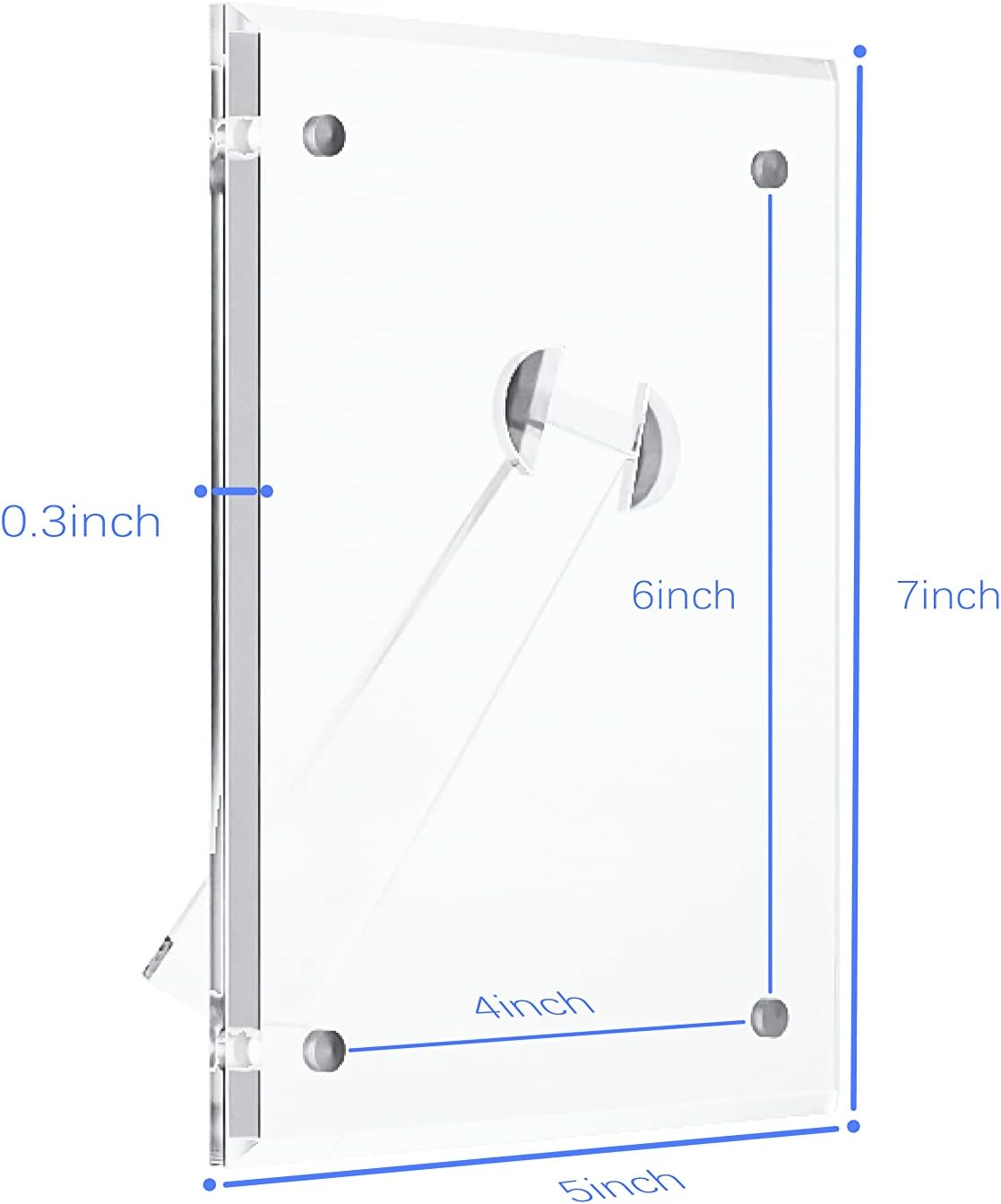 Marco de fotos acrílico, paquete de 2 marcos magnéticos transparentes de doble cara de 5 x 7 pulgadas, marcos de fotos de escritorio sin marco con