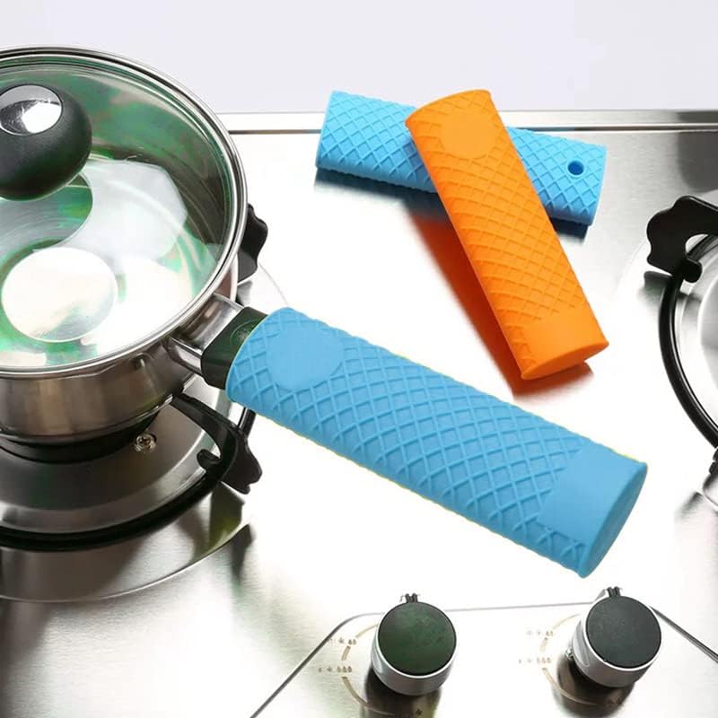 MroMax Soporte de silicona para mango caliente de 6.1 pulgadas, antideslizante, resistente al calor, para olla de hierro fundido, woks, sartenes,
