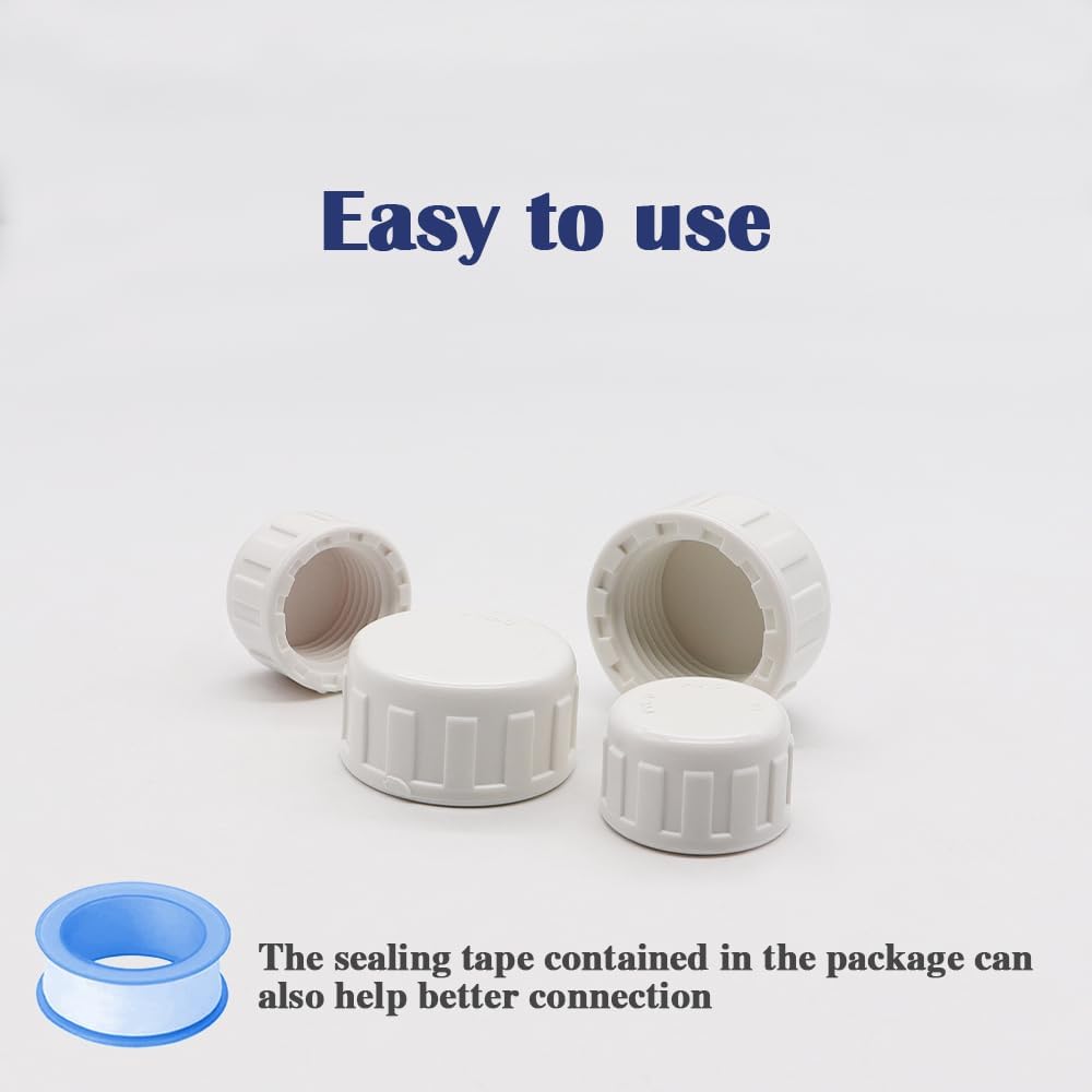12PCS 34inch PVC Acoplamiento Cap Accesorios de tubería Blanco PVC Tapa de Extremo Adaptador SCH40 Ajuste para 0.75 pulgadas Hembra Rosca Tubos o