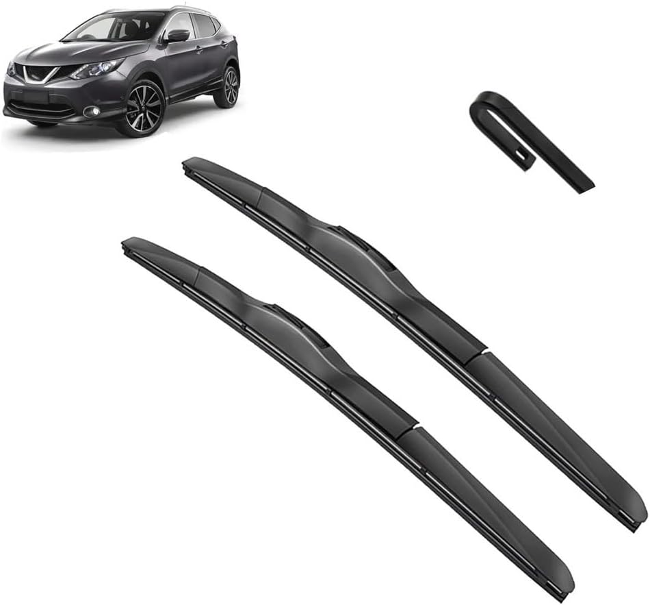 Limpiaparabrisas de goma natural compatible con Nissan Qashqai J10 J11 2006 2007 2008 2009 2010 2011 2012 2013 2014 2015 2016 2017 a 2021 (color