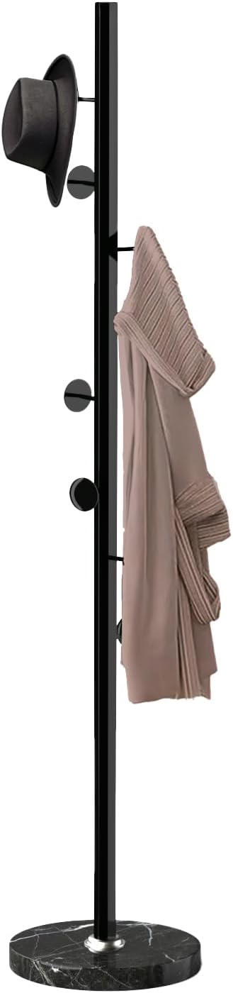 Perchero de metal independiente, resistente perchero con base de mármol natural, perchero para sombreros de árbol para entrada, pasillo, dormitorio