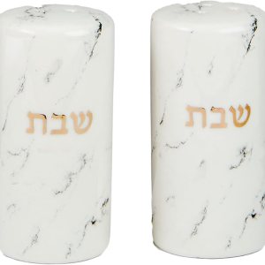 Rite Lite Shabbat – Juego de 2 saleros y pimenteros de cerámica con detalles dorados, regalos judíos, regalos de shabat, regalos de anfitriona de Rite Lite Shabbat – Juego de 2 saleros y pimenteros de cerámica con detalles dorados, regalos judíos, regalos de shabat, regalos de anfitriona de