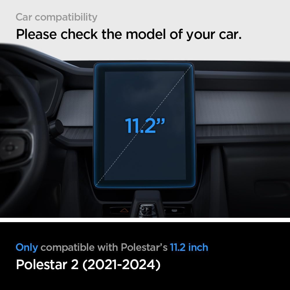 Spigen GlasTR EZ FIT – Protector de pantalla de vidrio templado diseñado para Polestar 2 (2021202220232024) Pantalla táctil de tablero de