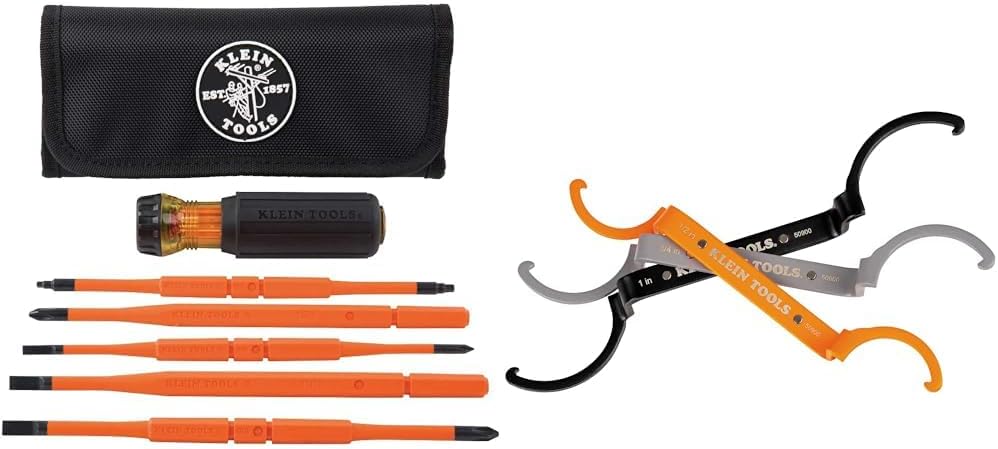 Klein Tools 32288 Destornillador aislado y juego de llaves de bloqueo de conducto 50900R, 12, 34 y 1 pulgada, curvas desplazadas, 3 piezas