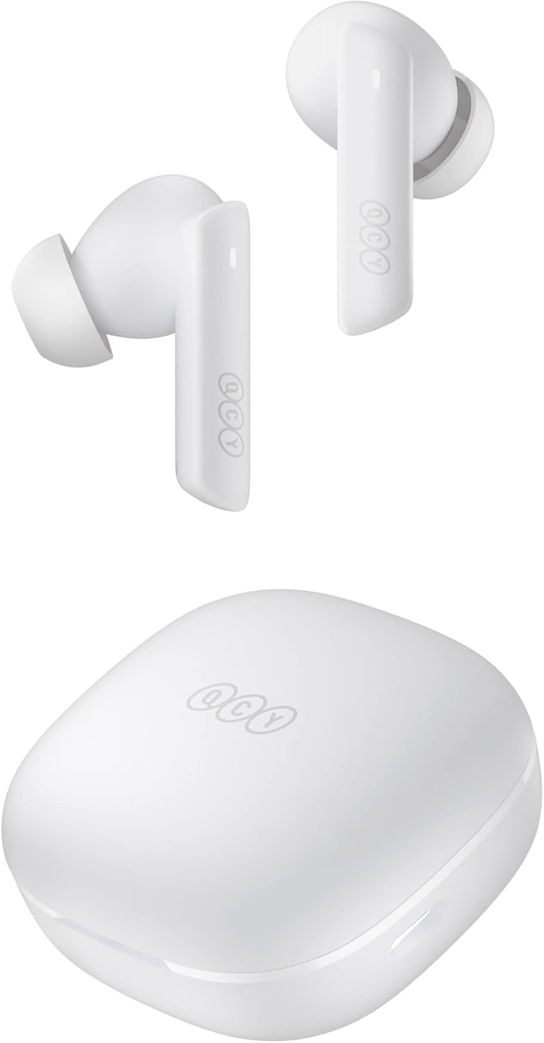 QCY HT05 Auriculares inalámbricos con cancelación activa de ruido multimodo, llamadas mejoradas con IA con 6 micrófonos, ruido antiviento,