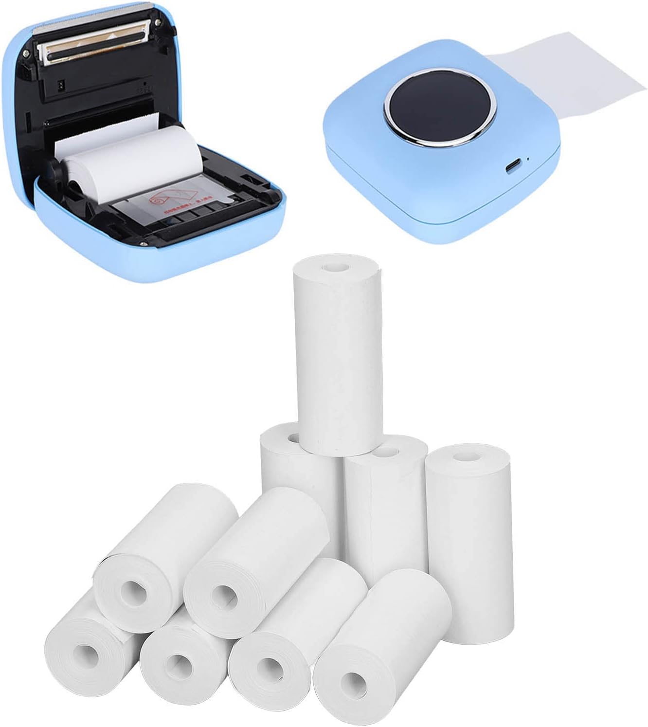 10 rollos de papel térmico para impresora térmica, 2.24 x 0.98 pulgadas, papel térmico termosensible blanco imprimible para impresora pequeña