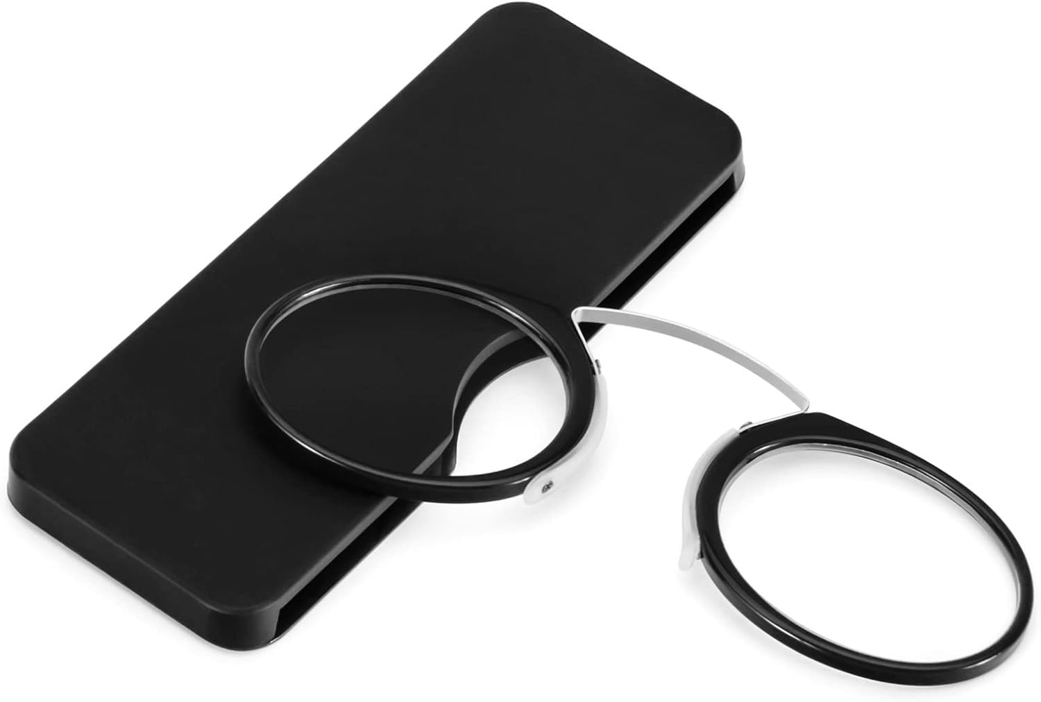 REAVEE Anteojos de lectura ultra finos sin brazos para hombres y mujeres, sin pinza de sien, con clip para la nariz, bolsillo pequeño con mini funda