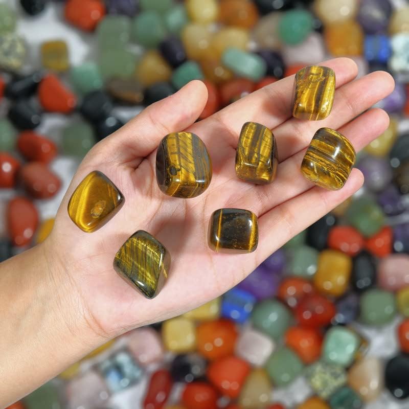 Juego de piedras pulidas de 1 libra, cristales y piedras curativas, piedras preciosas y cristales, piedras pulidas y cristales a granel, piedras