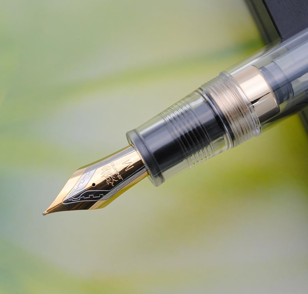 JINHAO 9019 – Pluma estilográfica Dadao Series con convertidor de tinta de alta capacidad (transparente, punta mediana de 0.028 in)