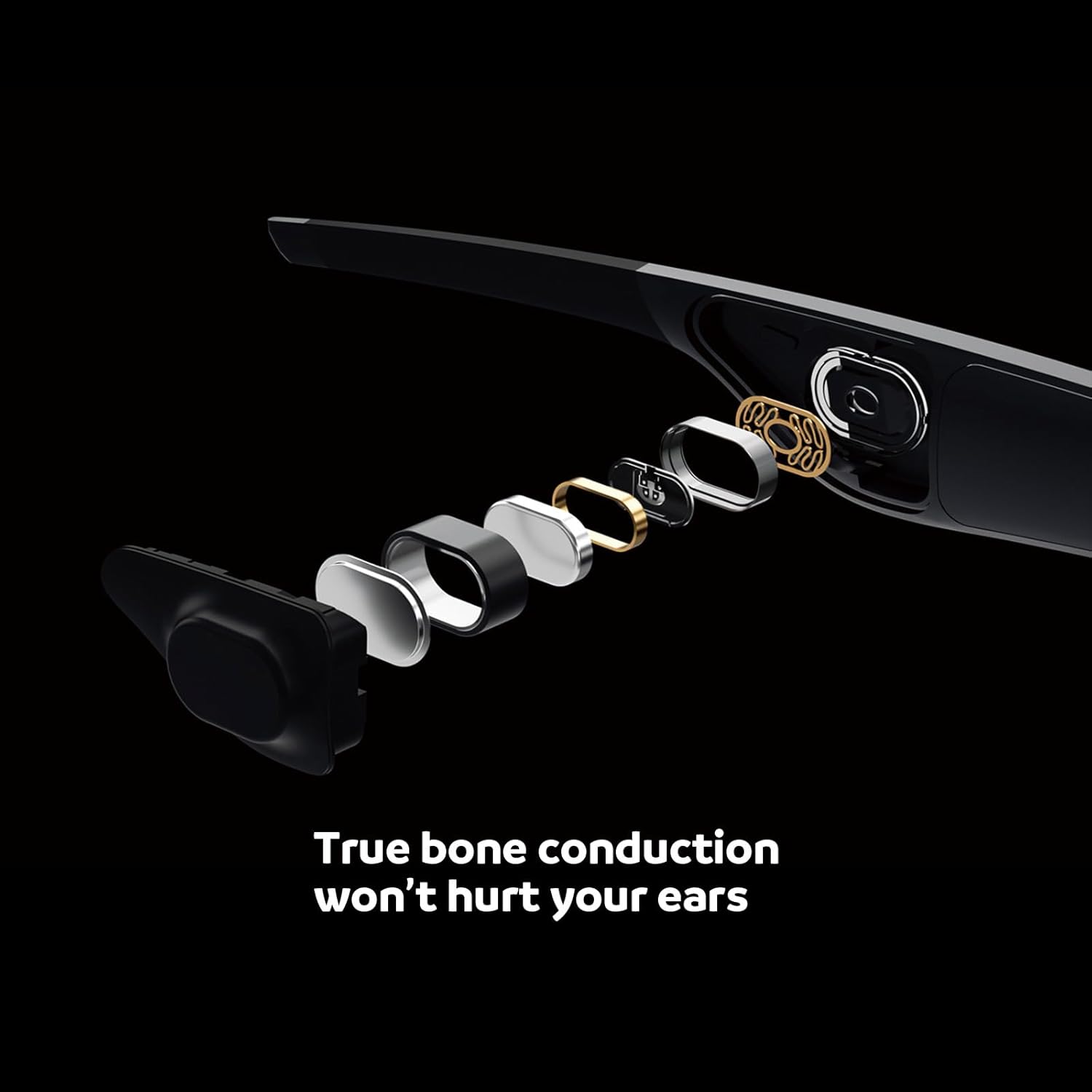 VOCALSKULL Lentes de sol inteligentes de audio de conducción ósea, gafas de sol deportivas con lentes polarizados, impermeabilidad IPX 5,