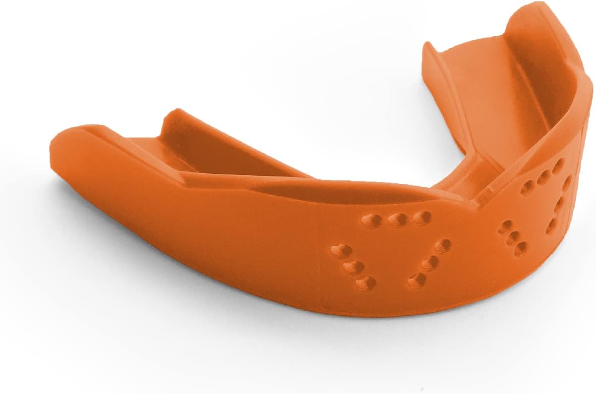 SISU Protector bucal 3D, naranja atlético, 0.079 in de grosor, para atletas de más de 5 pies de alto, preformado para un ajuste moldeado a medida,