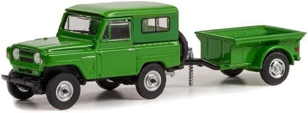 1972 Nissan Patrol y remolque de carga de 14 toneladas, verde – Greenlight 32250A – Coche fundido a presión a escala 164
