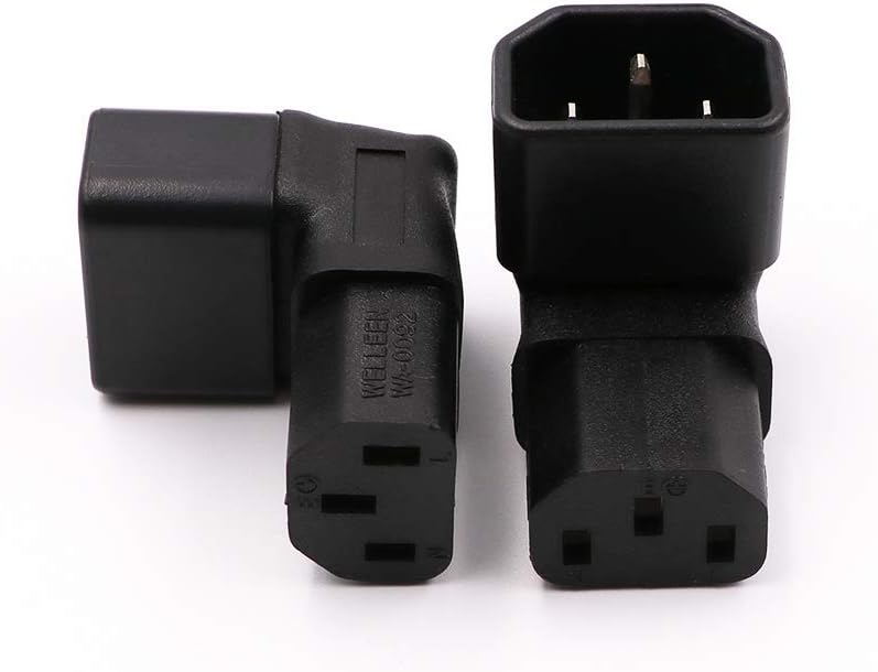 Adaptador de corriente IEC C14 a C13 PDU PlugSocket Up 90 grados para montaje en pared LCD TV 2 Pack
