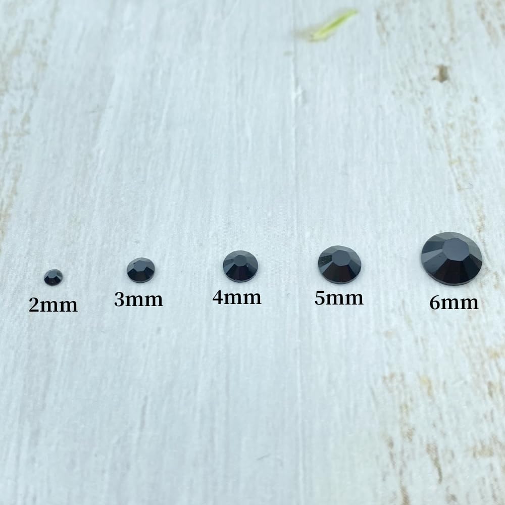 1000 diamantes de imitación de resina de 0.236 pulgadas con parte trasera plana, color negro, redondo, para manualidades, diamantes de imitación