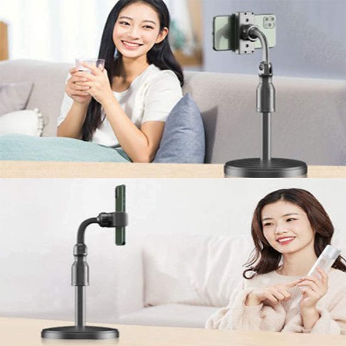 Soporte de teléfono para teléfono celular ajustable en ángulo de altura para escritorio compatible con todos los teléfonos inteligentes (negro)
