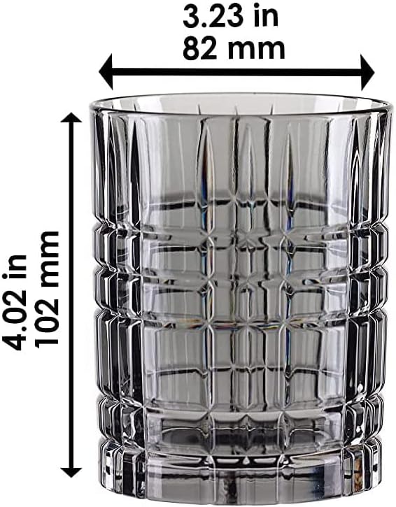 Nachtmann Highland Tumbler, Smoke, Crystal Glass, 4-Inch, Drinking Cup for Fine Whiskies, Scotch, Cognac, and Rum, Rock Glasses, 12-Ounce,