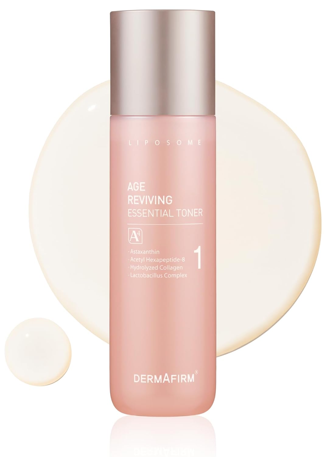 DERMAFIRM Tónico hidratante esencial A4 que revive la edad temprana  Tónico facial reafirmante de poros con colágeno, astasoma y péptido para todo