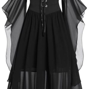 Sinzelimin Vestidos de corsé para mujer, vestido gótico renacentista, vestido de fiesta de Halloween, vestido de banquete, talla grande, manga de Sinzelimin Vestidos de corsé para mujer, vestido gótico renacentista, vestido de fiesta de Halloween, vestido de banquete, talla grande, manga de