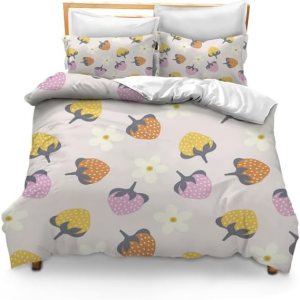 Juego de funda de edredón de 3 piezas para niña, diseño floral botánico, microfibra suave con 2 fundas de almohada, sin edredón, tamaño individual Juego de funda de edredón de 3 piezas para niña, diseño floral botánico, microfibra suave con 2 fundas de almohada, sin edredón, tamaño individual