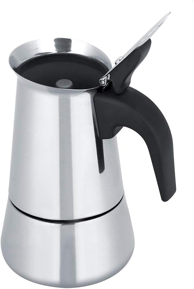 Fydun Acero inoxidable, portátil de acero inoxidable, cafetera Moka Maker Mocha Pot (6.8 fl oz)