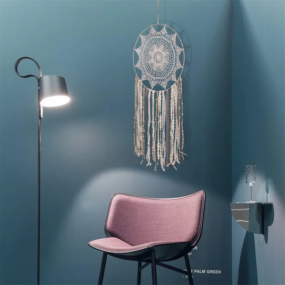 Atrapasueños de macramé  Atrapasueños de borla beige hecho a mano  Adornos colgantes bohemios para dormitorio, sala de estar, guardería, hogar,