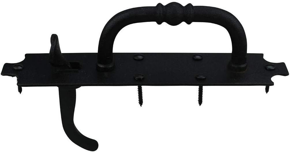 Renovators Supply – Pestillo de puerta Norfolk de hierro fundido negro, resistente y decorativo, ideal para puertas y puertas, pestillo de puerta