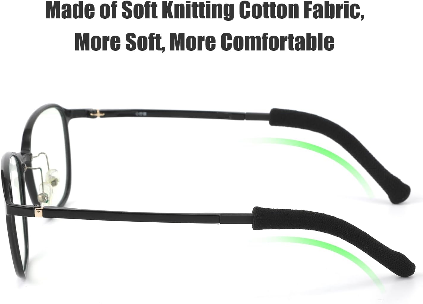4 pares de puntas de patillas para gafas, antideslizantes, almohadillas de punto suave para lentes de sol, lentes de lectura (negro, gris, marrón +