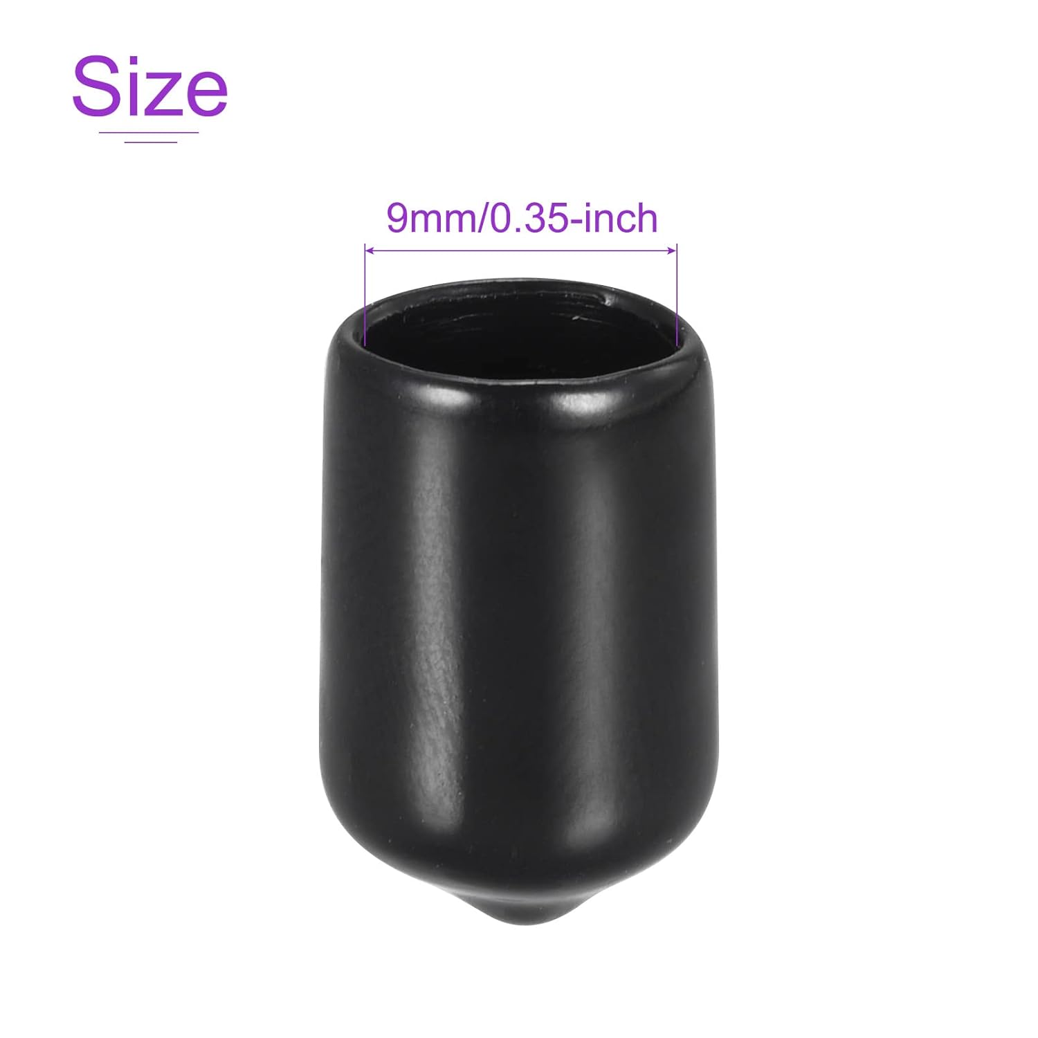 DMiotech Paquete de 20 protectores de rosca de tornillo negros de 0.354 in de diámetro interior, tapas de goma para pernos de tornillo, tubería de