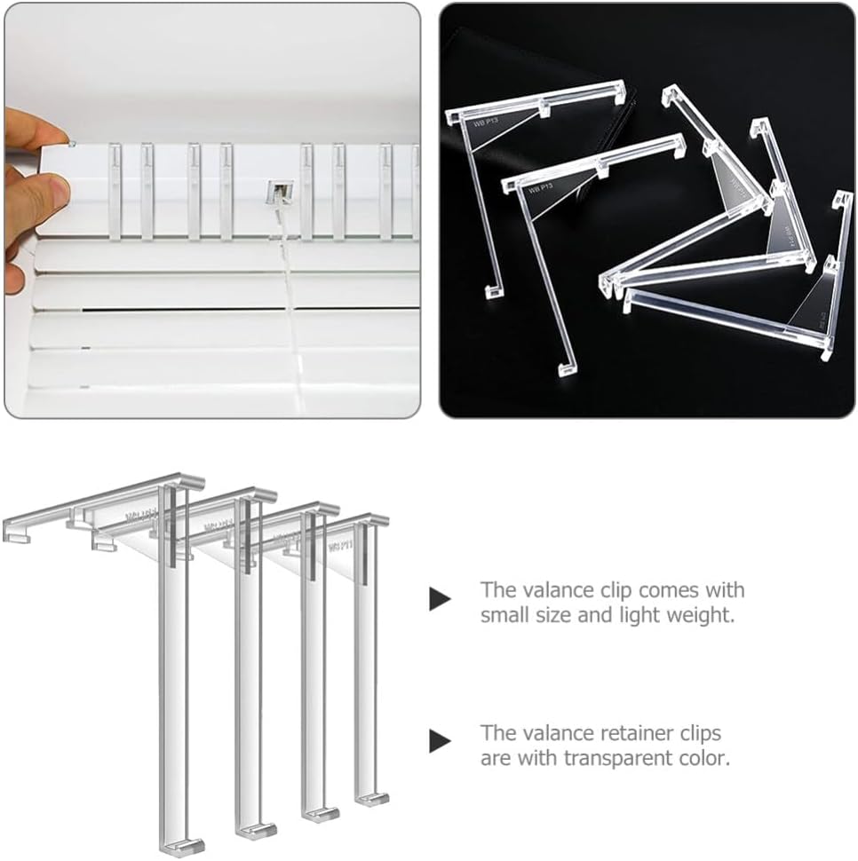 Uonlytech 4 clips de cenefa de cortina ciega, clips verticales para cortinas, clips de cenefa de plástico